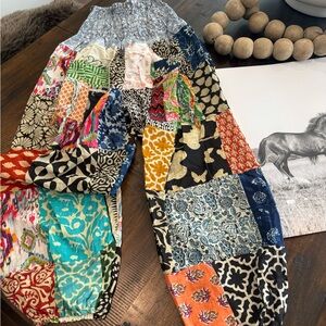 NWOT Colorful Patchwork Pants with smocked waistband! 🖤. One size